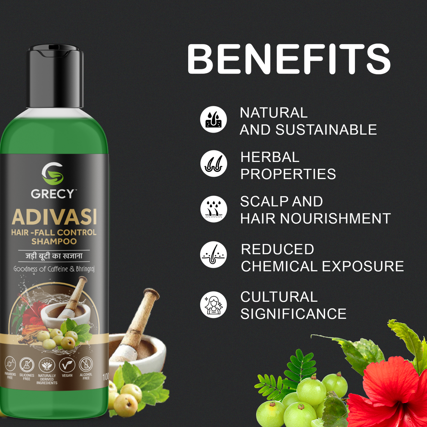 Grecy Adivasi Hair-Fall Control Shampoo (Jadibutti ka Khajana) (100ml)