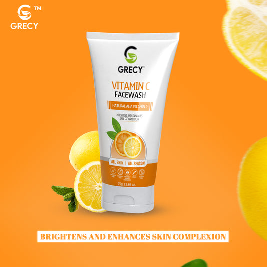 Grecy Vitamin C And Natural AHA Facewash Face Wash  (75 g)
