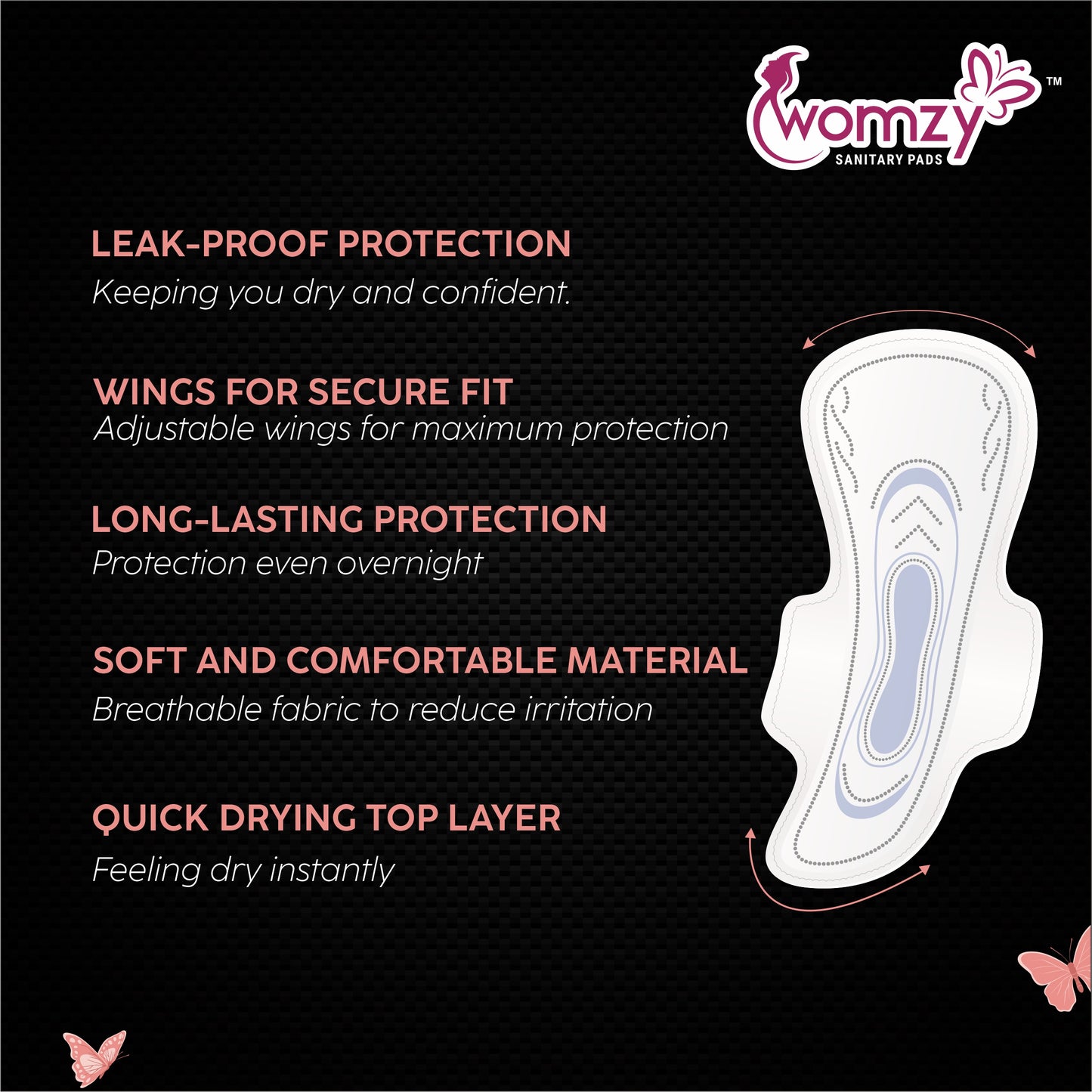 Womzy XXXL Maxi Cottony Jumbo Sanitary Pads With Advance Dry Gel Technology Sanitary Pad  (Pack of 40)