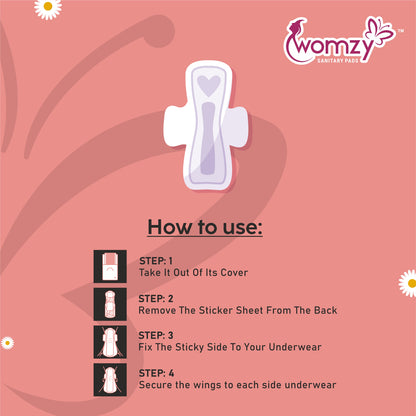 Womzy XXXL Maxi Cottony Jumbo Sanitary Pads With Advance Dry Gel Technology Sanitary Pad  (Pack of 40)