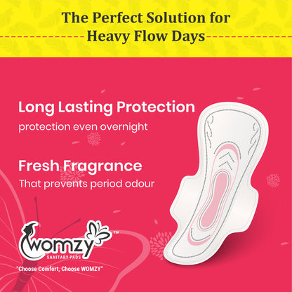 Womzy XXL Maxi Cottony Jumbo Sanitary Pads With Advance Dry Gel Technology Sanitary Pad (40 Pcs Pack)
