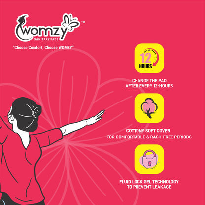 Womzy XXL Maxi Cottony Jumbo Sanitary Pads With Advance Dry Gel Technology Sanitary Pad (40 Pcs Pack)