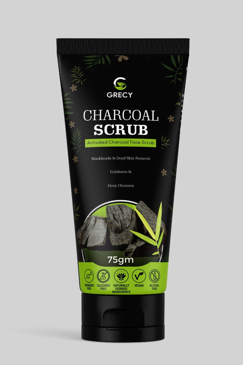 Grecy Activated Charcoal Face Scrub (75 gm)