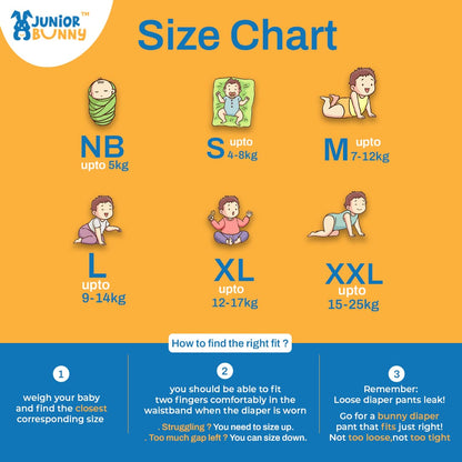 Junior Bunny Ultra Classic Baby Diaper Combo,  Pull Up Pant with Anti rash Protection,   PACK OF 3 | 60 COUNT