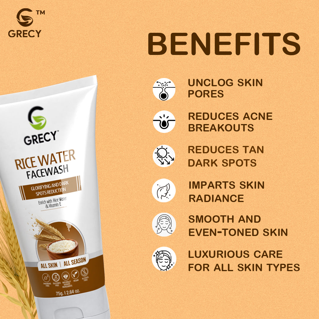 Grecy Ricewater Facewash For Glorifying And Dark Spots Reduction Face Wash  (75 g)