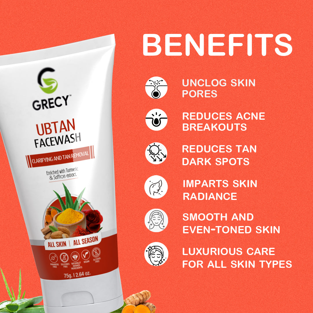 Grecy Ubtan Clarifying And Tan Removal Facewash Men & Women All Skin Types Face Wash