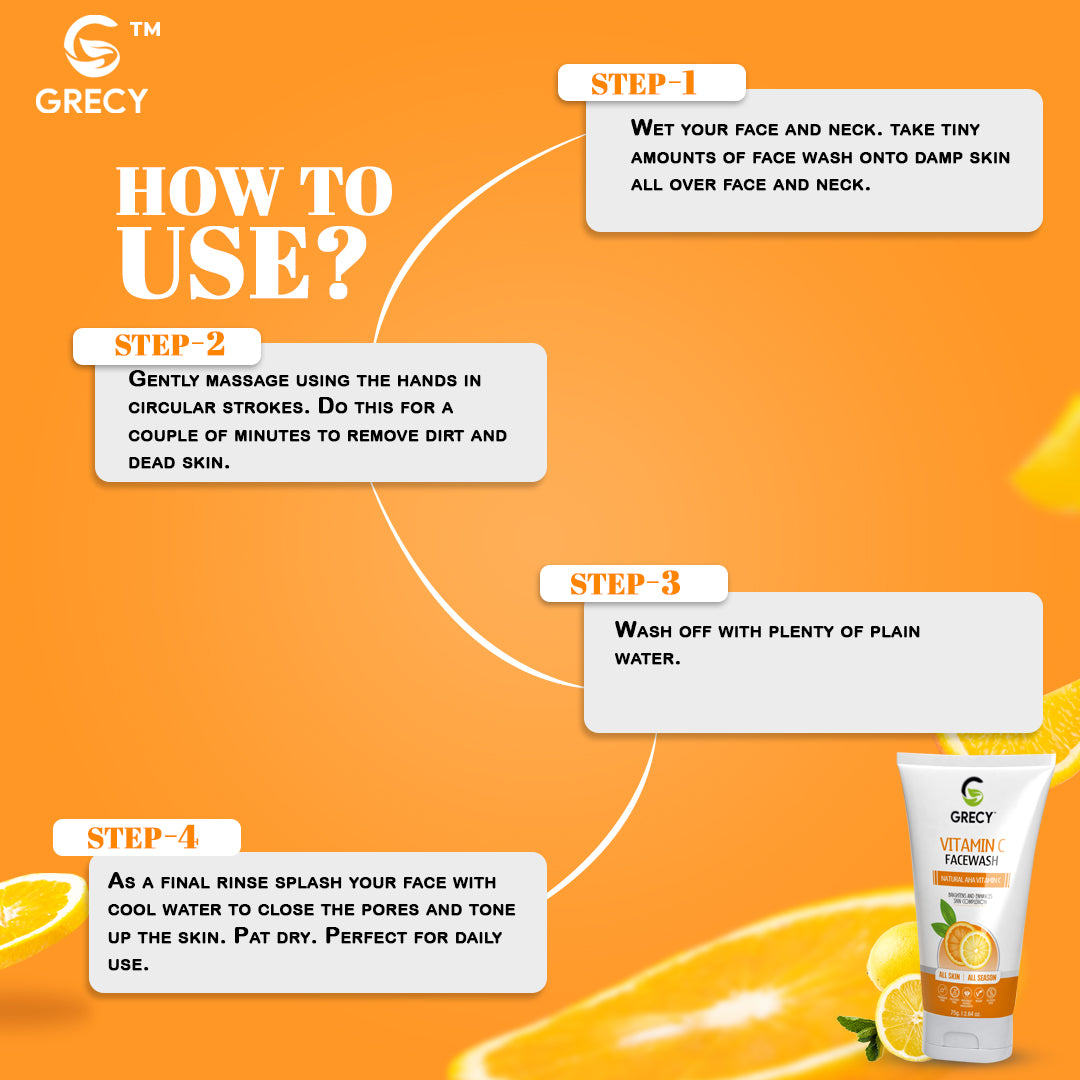 Grecy Vitamin C And Natural AHA Facewash Face Wash  (75 g)