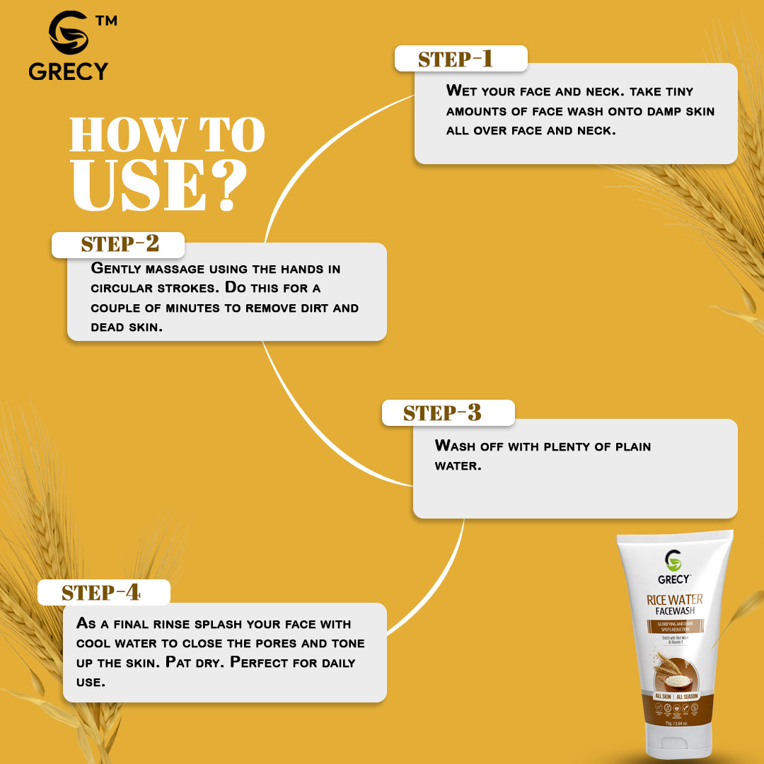 Grecy Ricewater Facewash For Glorifying And Dark Spots Reduction Face Wash  (75 g)