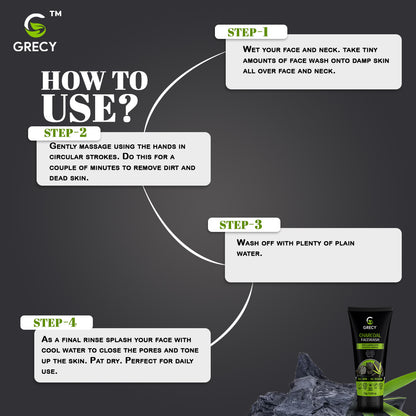Grecy Charcoal Facewash For Deep Cleansing with Activated Charcoal Men & Women All Skin Types Face Wash  (75 g)