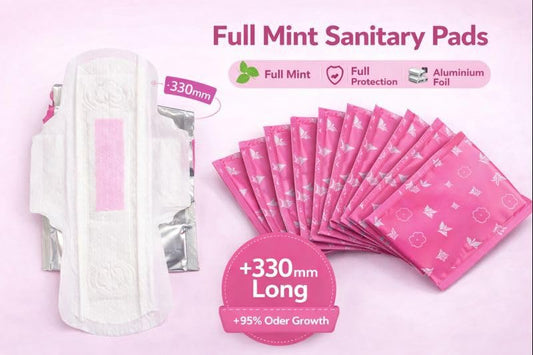 Womzy Mint Pad | Pure Ultra Thin Cotton Sanitary Pads with Mint Fresh Cooling Feel | Pack of 30