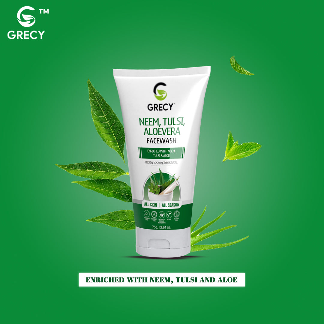 Grecy Neem, Tulsi And Aloevera All Skin Types Face Wash (75gm)