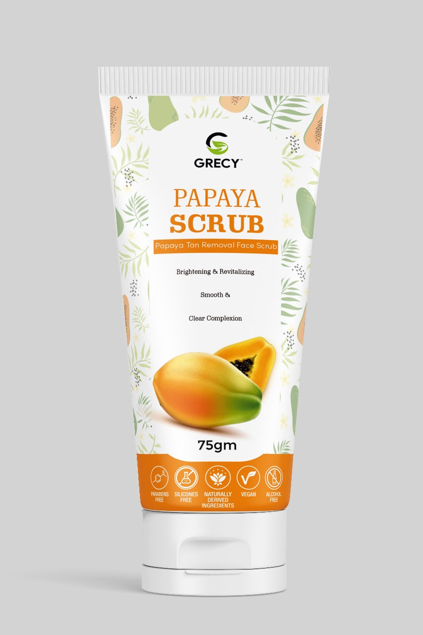 Grecy Papaya Tan Removal Face Scrub (75 gm)