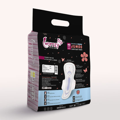 Womzy XXXL Maxi Cottony Jumbo Sanitary Pads With Advance Dry Gel Technology Sanitary Pad  (Pack of 40)