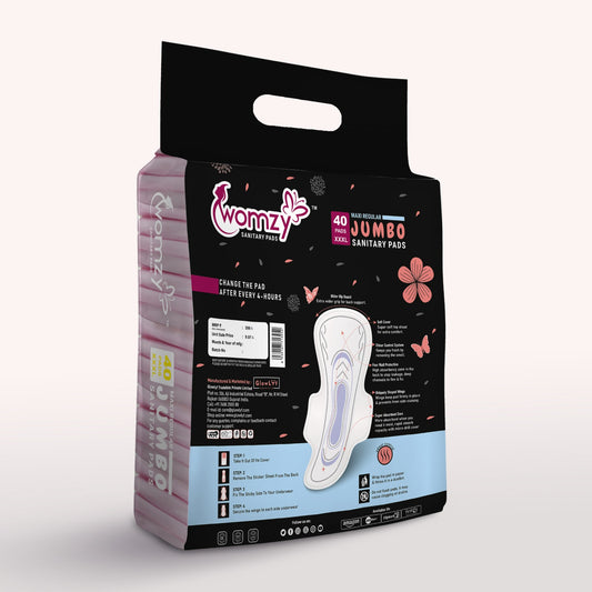 Womzy XXXL Maxi Cottony Jumbo Sanitary Pads With Advance Dry Gel Technology Sanitary Pad  (Pack of 40)